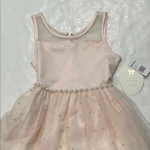 Pink Sleeveless Dress with Pearl Details